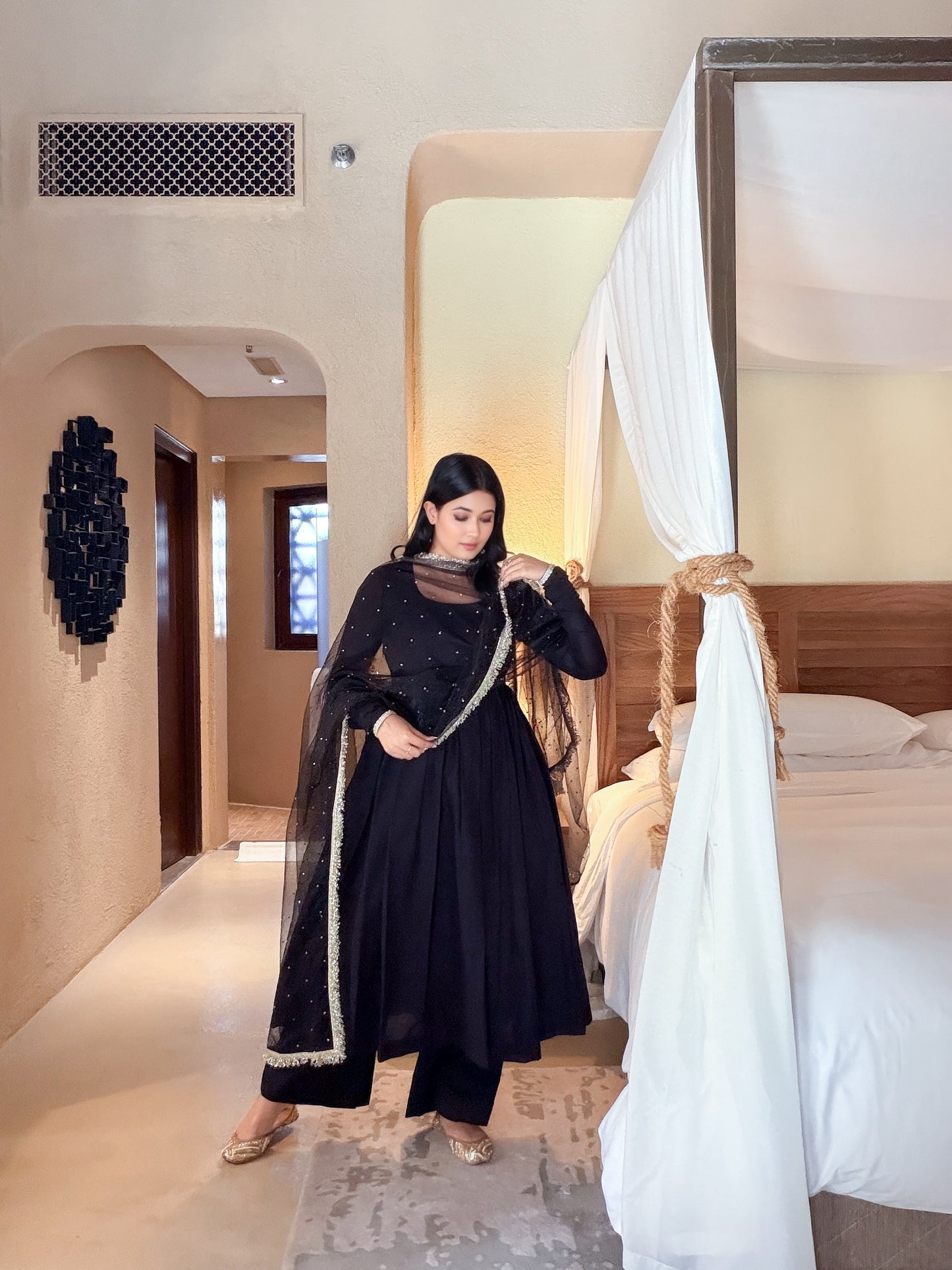 NYRAIA APPARELS Siyah Noor Anarkali set